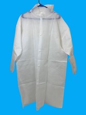 Qty 5 Disposable Lab Coat No Pockets Snap Front White Size Large New Latex Free