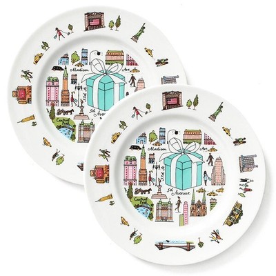 Tiffany x Avenue Dessert Pair Plate Set 5th Anniversary 19cm Porcelain Japan NEW