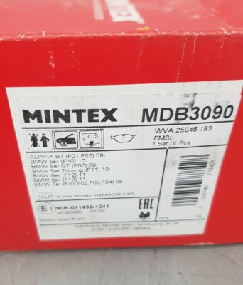 MINTEX FRONT DISC BRAKE PADS SET - MDB3090