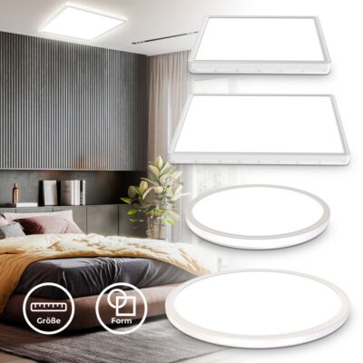LED Panel Flach Deckenlampe Dimmbar Deckenleuchte Wohnzimmer Büro Flur Weiß