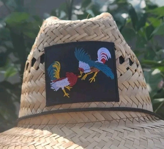 Palm Straw Sun Hat Extra Wide Brim Roosters Hat #3 Sombrero