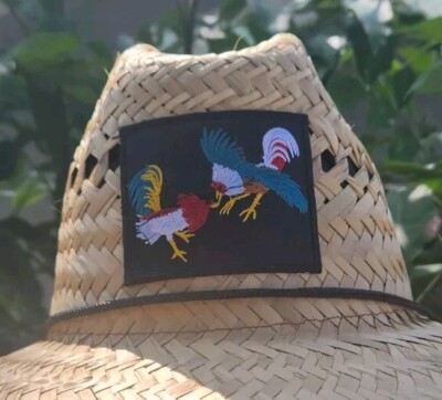  Palm Straw Sun Hat Extra Wide Brim  Roosters Hat #3 Sombrero