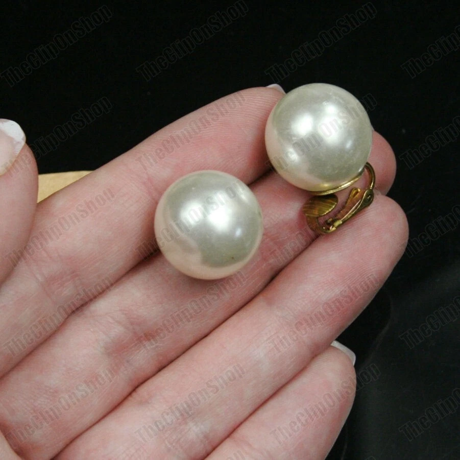 Large pearl sale clip on earrings