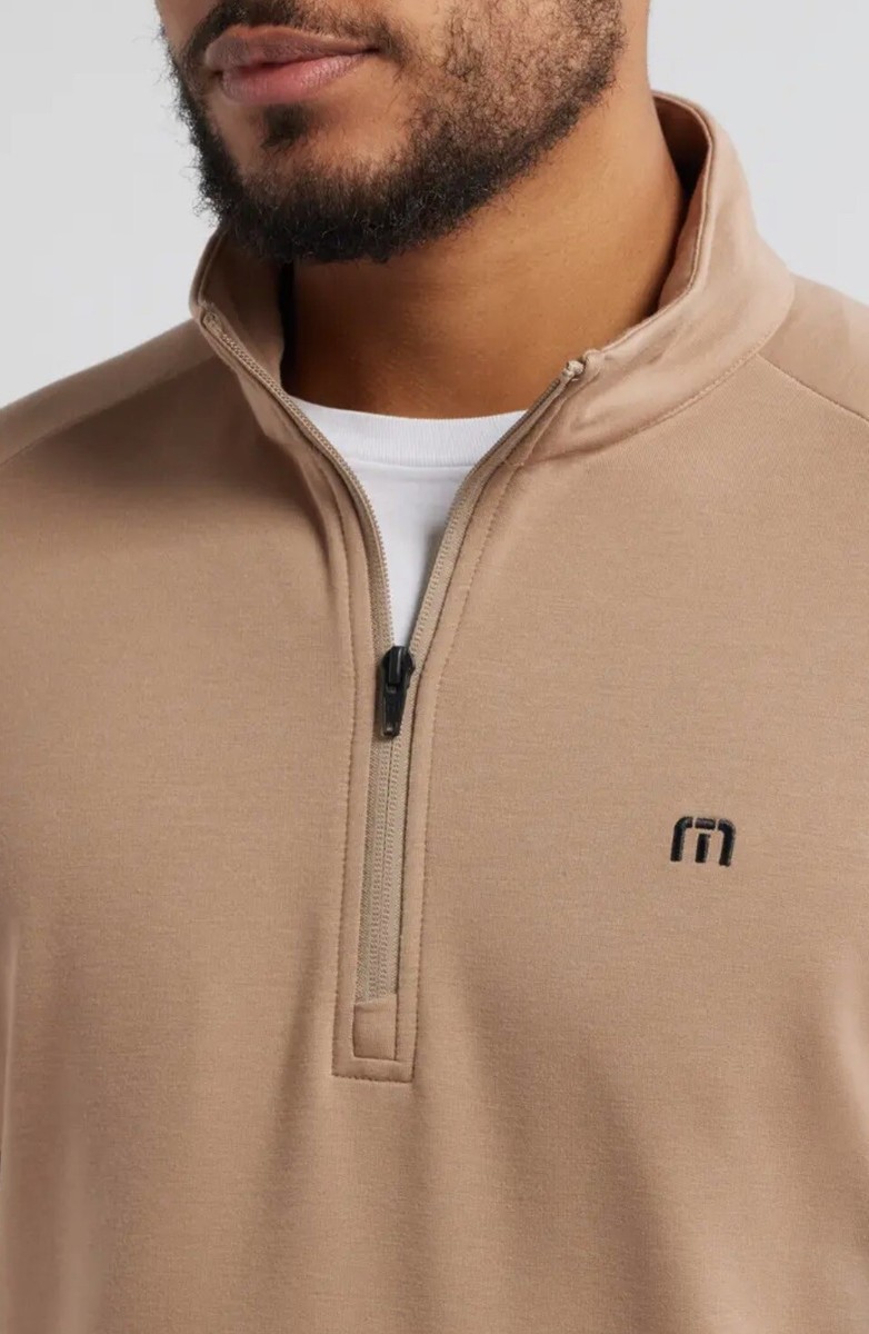 TravisMathew Men's Valiant Quarter Zip Pullover In Portabella Size