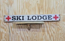 SKI LODGE/Carved/Rustic/Wood/Sign/Cabin/Lodge/d cor/ Snow skiing/Mountains