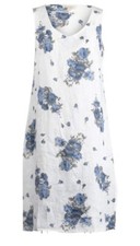MARISA&MARIE WHITE FLORAL LINEN SLEEVELESS SHIFT DRESS SIZE S