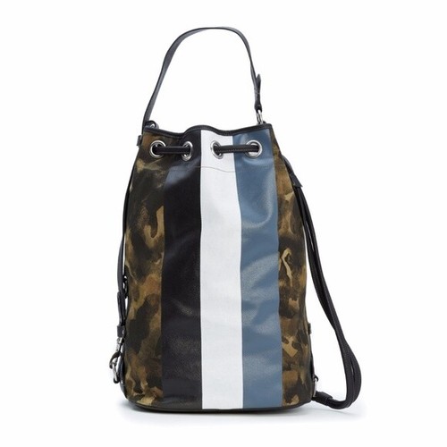 Ghurka Green Striped Camo Twill Leather Shoulder Sail Bag Backpack New $1895 - Picture 2 of 6