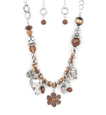 Paparazzi Charmed, I Am Sure- Brown, necklace with fish hook earrings