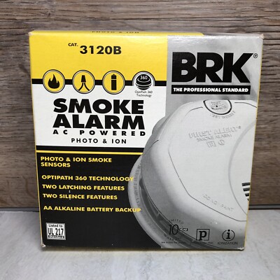 BRK Smoke Alarm AC Powered *Photo & Ion Smoke Sensors* Item # CAT3120B
