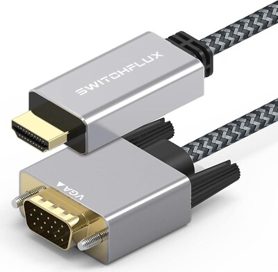 HDMI to VGA Adapter Cable 6.6 FT [Metal Case, Nylon Cable] 1080P@60Hz HDMI Male