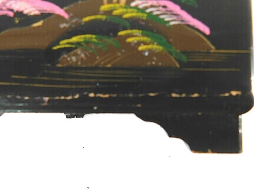 Caja de música de laca negra asiática dragón dorado con incrustaciones de abulón JAPÓN - Imagen 8 de 10