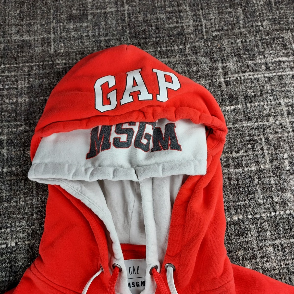 Gap x MSGM Red Mens Hoodie Pullover Sweatshirt Double Hood Size XS