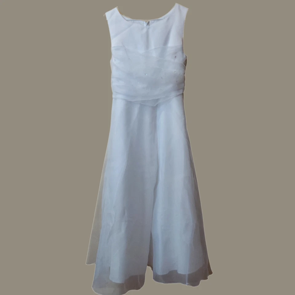 Girls Communion Flower Girl Special Occasion White Dress Bonnie Jean Size 16.5 - Image 2 of 4