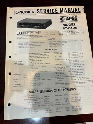 ORIG. SHARP OPTONICA RT-6405 RT6405 Repair & Service Manual *ORIGINAL**