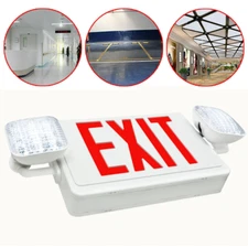 LED Exit Sign Emergency Light Combo Adjustable Heads UL listed Red with Battery