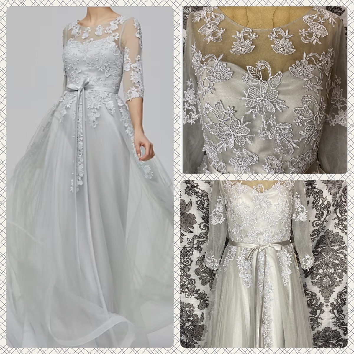 ts couture formal evening dress Stella Couture 20058 Size 6 Blue Long Lace Shimmer V Neck formal Prom Dress Pageant Gown main image 1