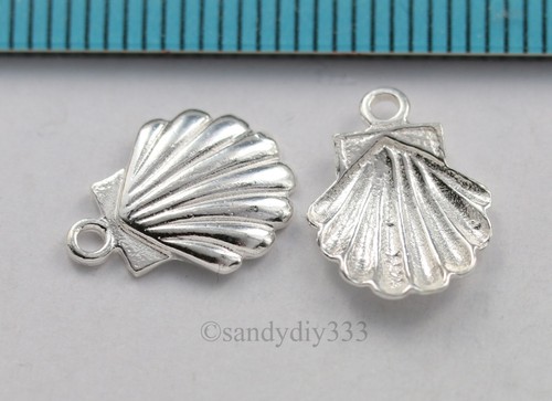 4x HELLER STERLINGSILBER HÄNGER MUSCHEL CHARM ANHÄNGER 12,5mm 9,7mm #065