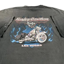 Vintage crazy faded Harley Davidson cafe graphic bike t shirt