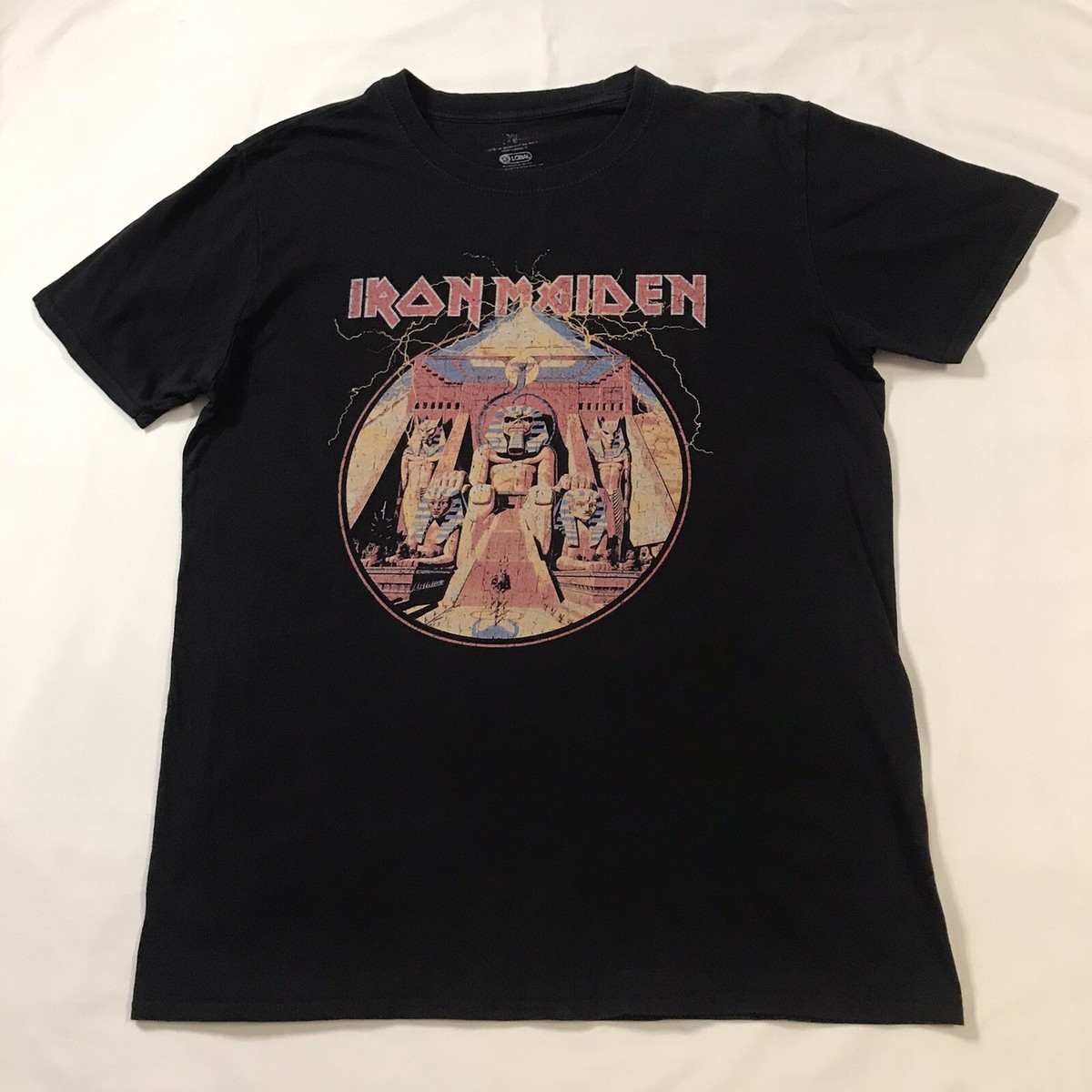 Lightning Circle Logo Tee Iron Maiden Powerslave T Shirt Official Band  Merchandise Cotton Tee For Men, image size:1200x1200