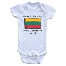 Made In America With Lithuanian Parts Lithuania Flag One Piece Baby Bodysuit