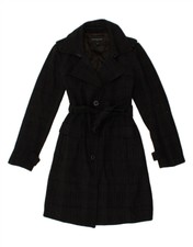 Banana Republic Womens Overcoat Uk 10 Small Black Check Polyester Bn02