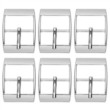 6 Pcs 1 Inch Single Prong Buckles Square Center Bar Buckles, Silver Tone
