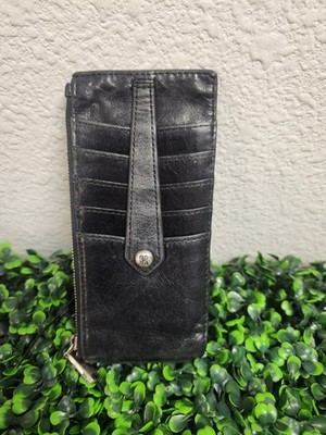 Hobo Linn Card Case Wallet Polished Leather Black