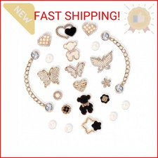 22 Pcs Shoe Charms Accessories for Women Flower Butterfly Pearl Clog Shoe Decora