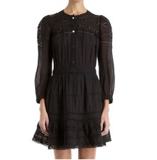 Isabel Marant Etoile Crochet Eyelet Black Cotton Lined Dress Size 36