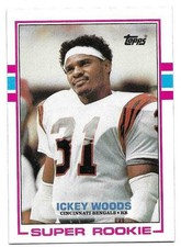 ICKEY WOODS 1989 TOPPS ROOKIE CARD NEAR MINT+ CONDITION. rookie card picture