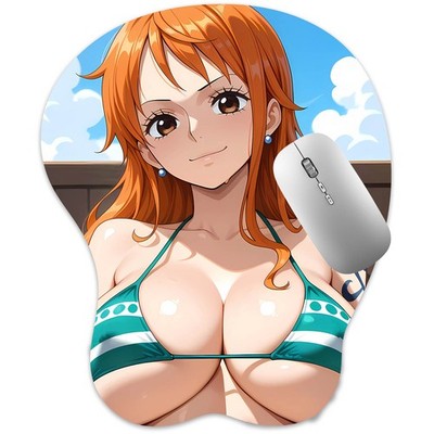 3D Mousepad Oppai Mouse pad with Wrist Rest Pain Relief Anime Manga pad Nami