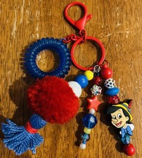 Disney Inspired Pinocchio Beaded Bag Charm Keychain - Handmade