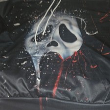 Ghostface Horror Movie Black Hoodie with Mask and Blood Splatter Graphic Print