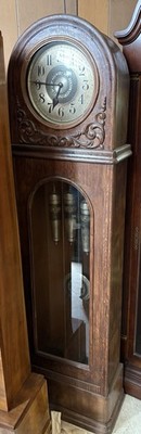 Clock Traditional Brown Wood Grandfather Clock Mechanical Movement Glass Pendul 