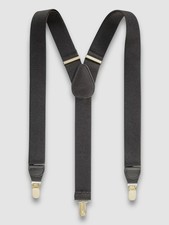 Club Room Men's Black Solid Adjustable Stretch Clip On Suspenders OS
