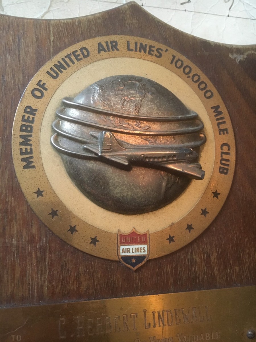 1950's era UNITED AIRLINES 100,000 MILE CLUB Plaque Vintage | eBay