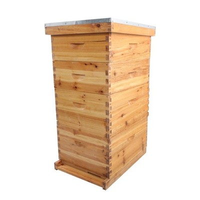 4 Layer 10-Frame Complete Bee Hives and Supplies Starter Kit Beeswax Coated