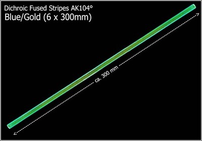 (31,67 /m) Dichroytische Glasstreifen BLUE/GOLD: 6x300mm (Fused Stripes)