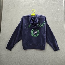 PINK Victoria's Secret Women Hoodie XL Blue Fleece Logo Crest Campus Varsity