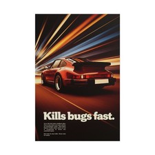 Porsche 911 Turbo Poster - Vintage Speed Racing Wall Art Kills Bugs Fast