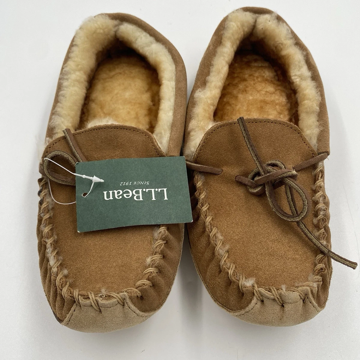 Suede Shearling Slippers Brown Cozy Cabin Outdoor Warm W9.5/M8 EUC L.L. Bean L.L. Bean Women main image 2