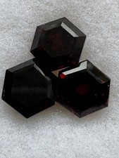 Price is for 3 SPESSARTITE GARNETS. Dark Red Orange. VSI, 8mm Hexagon. 9.23 TCW
