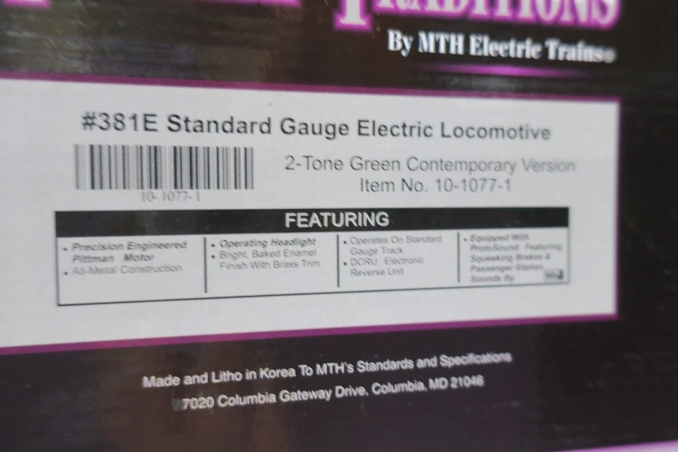 MTH Standard Tinplate Two Tone Green 381E Locomotive Contemporary 10-1077-1 - Image 3 of 4