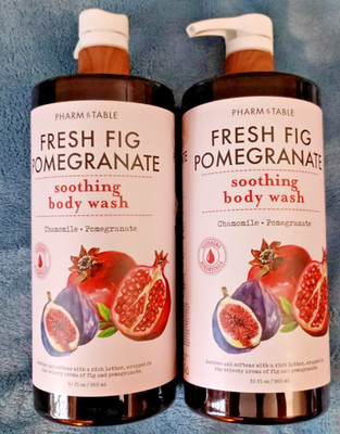 2 PHARM to TABLE Fresh Fig Hazel Pomegranate Soothing Body Wash Chamomile 32 oz