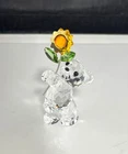 Swarovski Kris Bear Sunflower Retired Crystal Figurine Small Chips