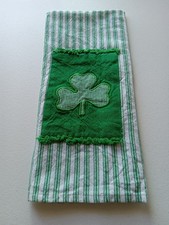 GREEN SHAMROCK Striped Gingham 100 COTTON Dish Towel St Pattys Day