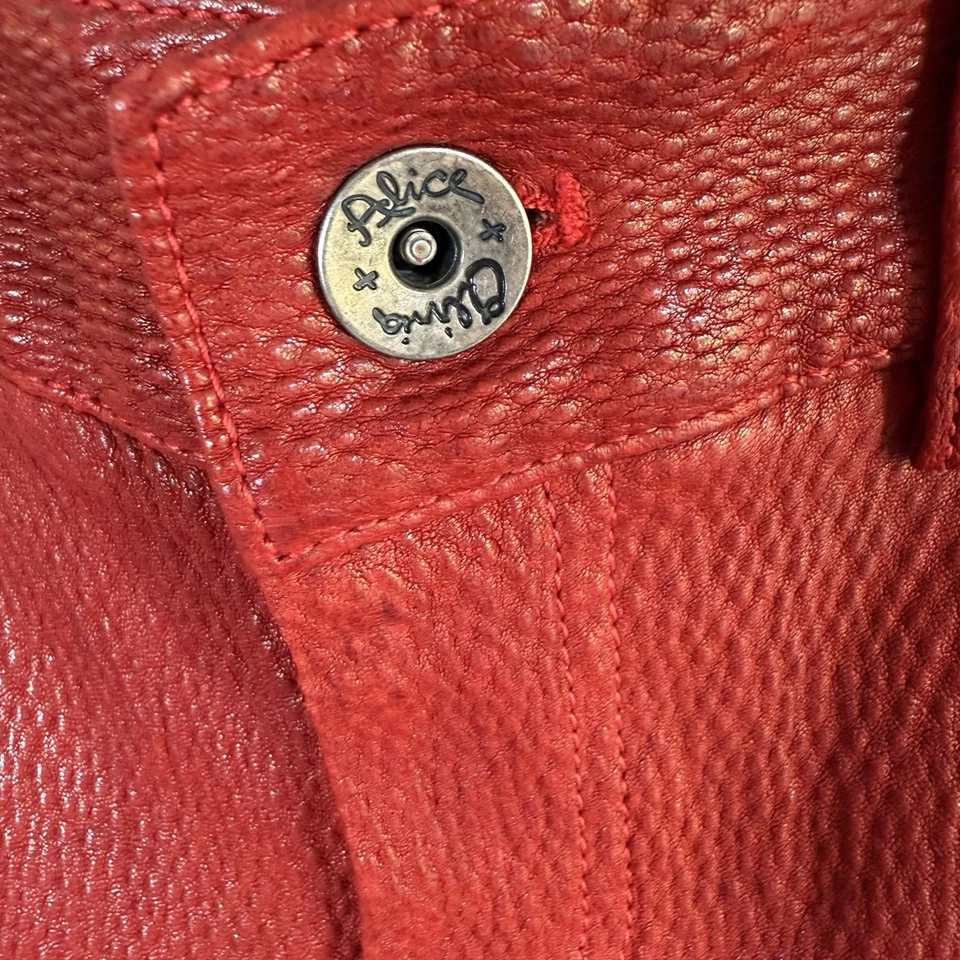 Pantalones Alice + Olivia Cuero Cordero Rojo Ajustados Tiro Bajo Y2K Punk Rockabilly Talla 27 Foto 4 de 4