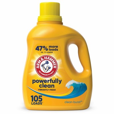 ARM & HAMMER Liquid Laundry Detergent, Clean Burst Fresh, 105 fl oz, 105 Load