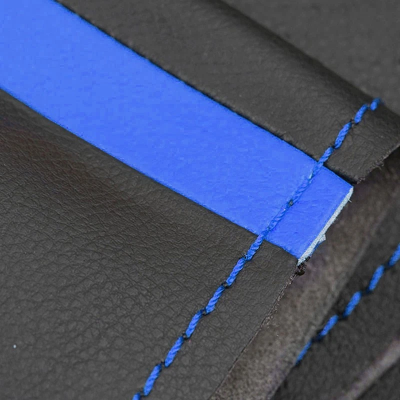 DIY Blue-strip Leather Steering Wheel Cover For Renault Fluence (ZE) 2009-2015 - Image 3 of 4