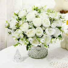 Seide Faux 5 Stiel Rose Bouquet für Hochzeit Herzstück Braut für Wohnkultur